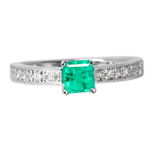 専用JD415★高級 コロンビア産エメラルド1.05ct D リング 鑑付 コロンビア産エメラルド 0.5ct ダイヤモンド プラチナ リング
