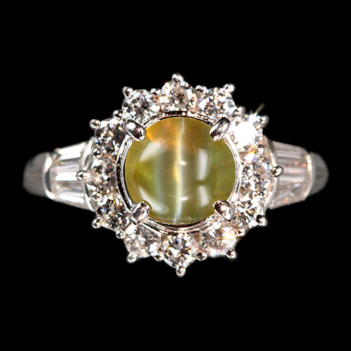 ダイヤモンドリング 2ct 第90回抽選販売＞クリソベリルキャッツアイ 2ct ダイヤモンド