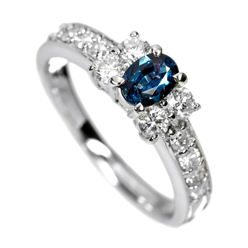 ブラジル産アレキサンドライト 0.38ct ダイヤモンド プラチナ リング 