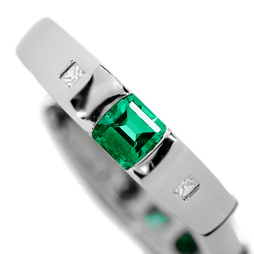 ノンオイルエメラルド 0.3ct ダイヤモンド プラチナ リング（指輪）【品質保証書/GIA鑑別書付】