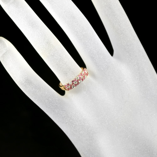 ピンクサファイア0.4ct ダイヤモンド パヴェ ピンクゴールド リング 