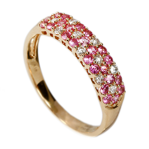 ピンクサファイア0.4ct ダイヤモンド パヴェ ピンクゴールド