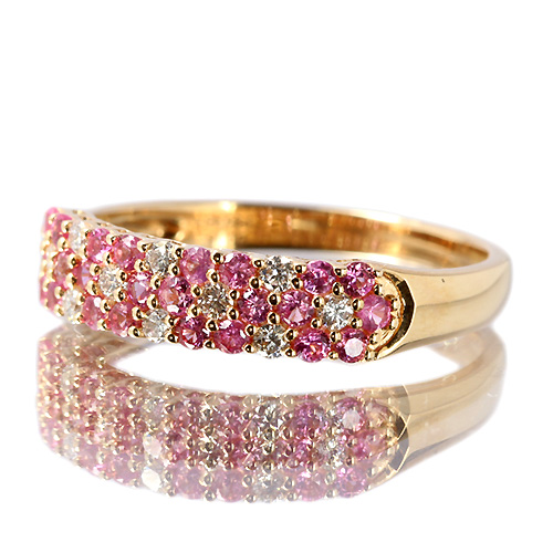 ピンクサファイア0.4ct ダイヤモンド パヴェ ピンクゴールド リング