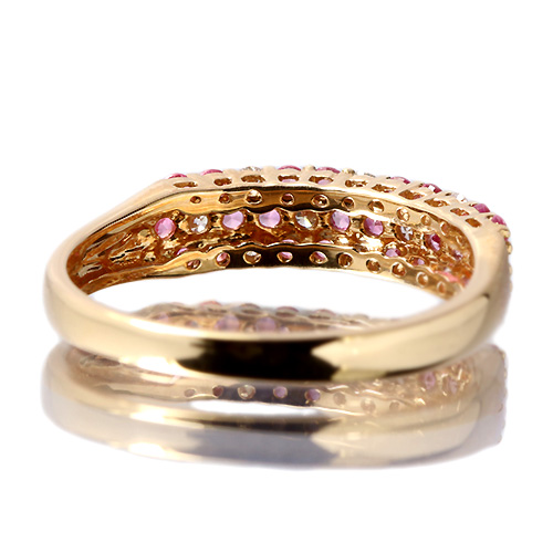 ピンクサファイア0.4ct ダイヤモンド パヴェ ピンクゴールド