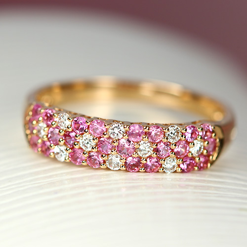 ピンクサファイア0.4ct ダイヤモンド パヴェ ピンクゴールド