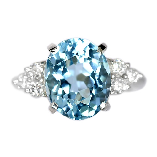 アクアマリン4ct ダイヤモンド0.3ct プラチナ リング（指輪）【品質 