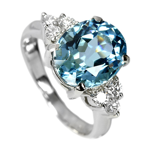 アクアマリン4ct ダイヤモンド0.3ct プラチナ リング（指輪