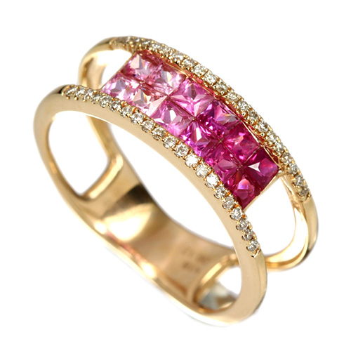 ルビー&ピンクサファイア ダイヤモンド ミステリーセッティング ピンク 