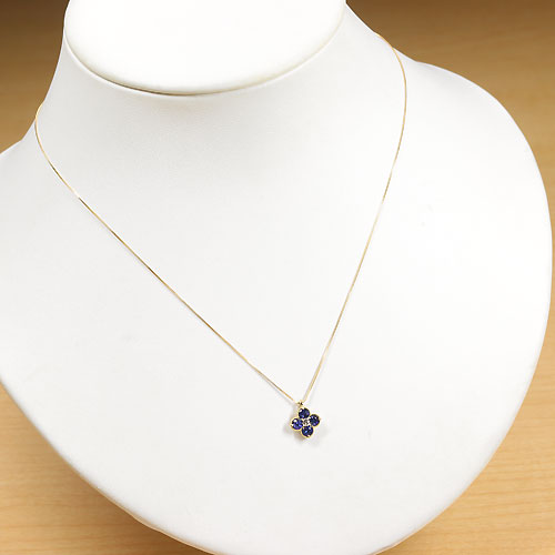 ブルーサファイア 0.5ct ダイヤモンド イエローゴールド フラワー