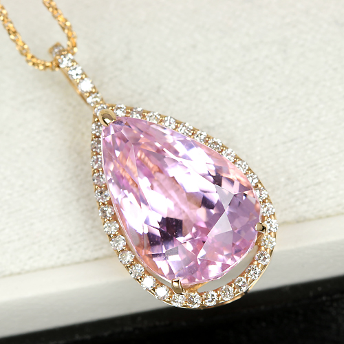 クンツァイト 13.2ct ダイヤモンド ピンクゴールド ネックレス 【品質