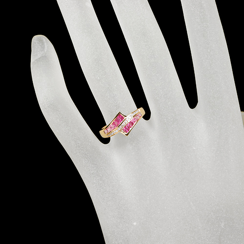 ルビー&ピンクサファイア 0.7ct ダイヤモンド ミステリーセッティング ...
