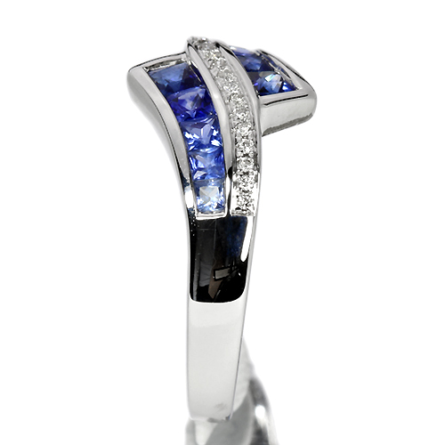 ブルーサファイア 0.7ct ダイヤモンド ミステリーセッティング 