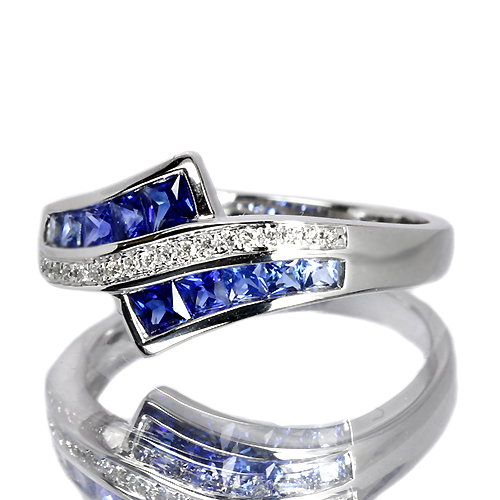 ブルーサファイア 0.7ct ダイヤモンド ミステリーセッティング 