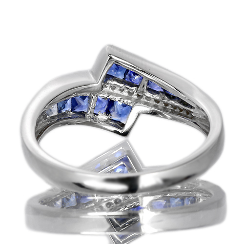 ブルーサファイア 0.7ct ダイヤモンド ミステリーセッティング