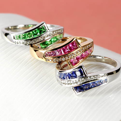 ブルーサファイア 0.7ct ダイヤモンド ミステリーセッティング 