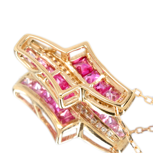 ルビー&ピンクサファイア 0.7ct ダイヤモンド ミステリーセッティング