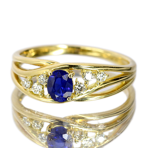 サファイア(青) 天然ダイヤモンド 指輪 10kイエローゴールド 9月誕生石 K10 ゴールド 天然 ブルーサファイア リング 3〜11号 10金