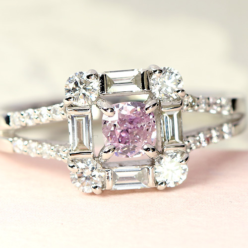 ピンクダイヤモンド 0.3ct/FPP ダイヤモンド0.4ct プラチナ リング