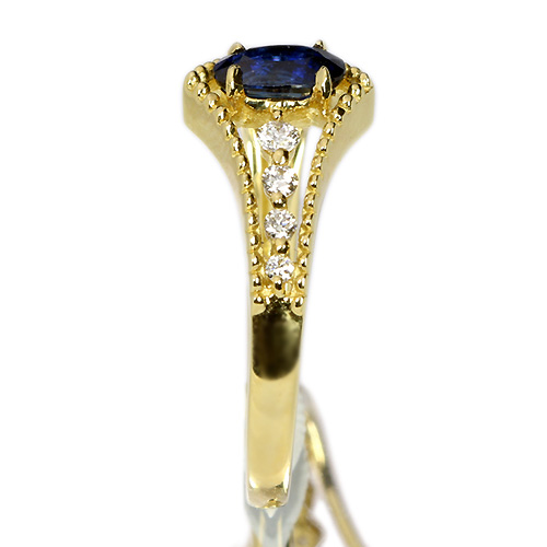 ブルーサファイア 0.4ct ダイヤモンド 0.1ct イエローゴールド リング