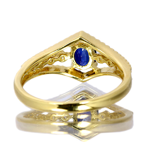ブルーサファイア 0.4ct ダイヤモンド 0.1ct イエローゴールド リング