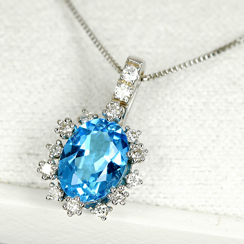 スイスブルートパーズ 1.3ct ダイヤモンド ホワイトゴールド