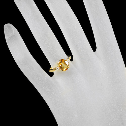 シトリン 1.5ct ダイヤモンド イエローゴールド リング（指輪
