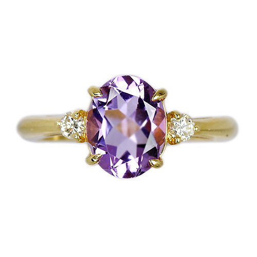 アメシスト 1.5ct ダイヤモンド イエローゴールド リング（指輪 