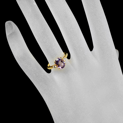 アメシスト 1.5ct ダイヤモンド イエローゴールド リング（指輪 