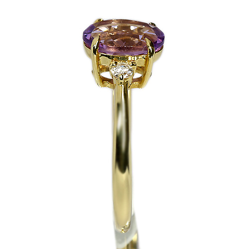 アメシスト 1.5ct ダイヤモンド イエローゴールド リング（指輪 