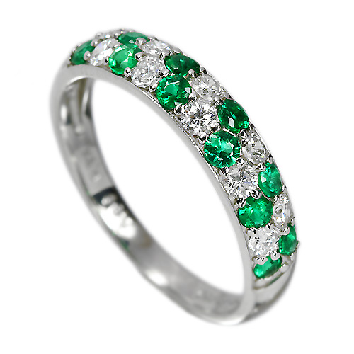 コロンビア産エメラルド 0.3ct ダイヤモンド プラチナ パヴェ