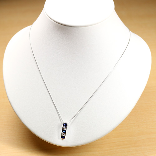 サファイア 0.7ct ダイヤモンド プラチナ ネックレス【品質保証書/宝石 