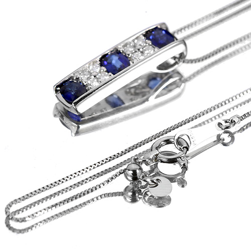 サファイア 0.7ct ダイヤモンド プラチナ ネックレス【品質保証書/宝石 
