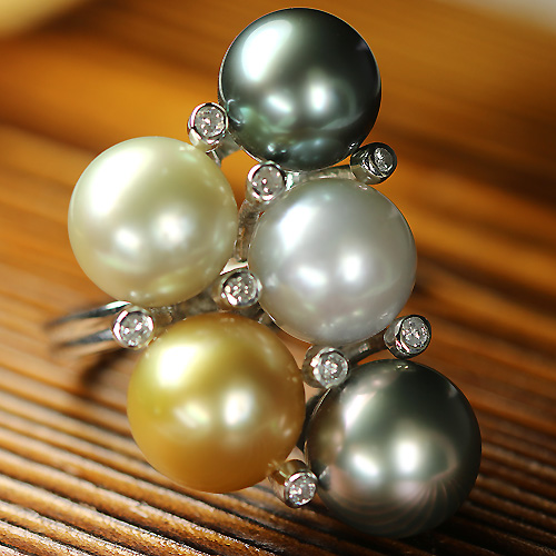 K18YG 下げよ 白蝶パール リング 11.5mm 