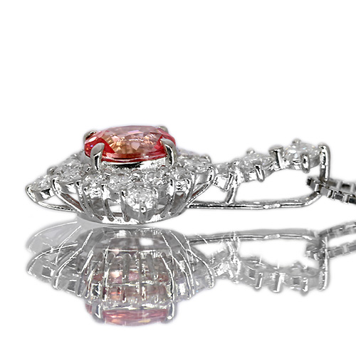 パパラチアサファイア 0.8ct ダイヤモンド 0.4ct プラチナ パパラチアサファイア 0.8ct ダイヤモンド 0.4ct プラチナ