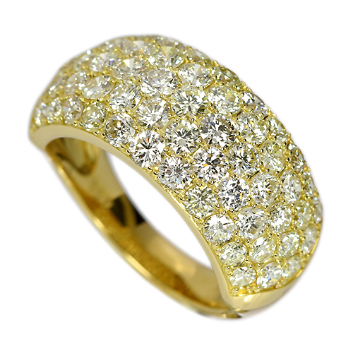 ダイヤモンド 3ct イエローゴールド パヴェ リング（指輪）【品質 