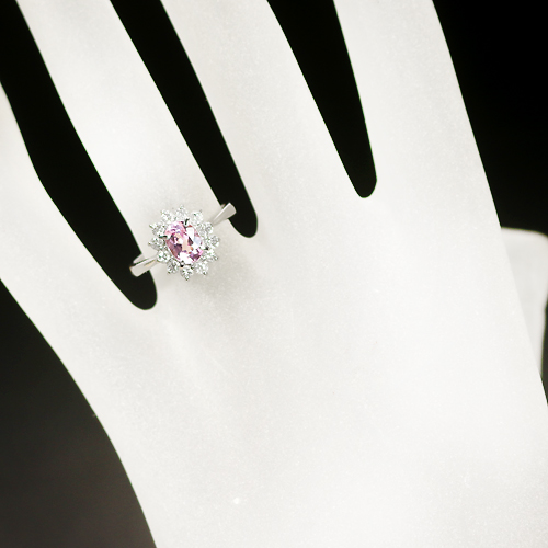 ピンクインペリアルトパーズ 0.8ct ダイヤモンド プラチナ