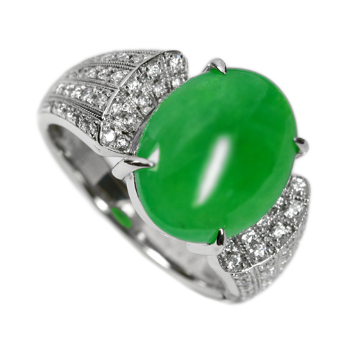 翡翠（ヒスイ） 5.6ct ダイヤモンド 0.4ct プラチナ リング（指輪