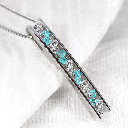 ブラジル産パライバトルマリン ダイヤモンド プラチナ ネックレス