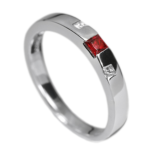 レッドベリル（ビクスバイト） ダイヤモンド プラチナ リング