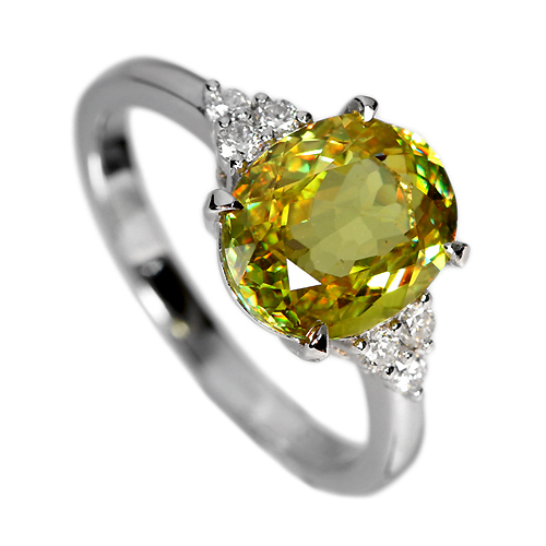 スフェーン 2.5ct ダイヤモンド プラチナ リング（指輪）【品質