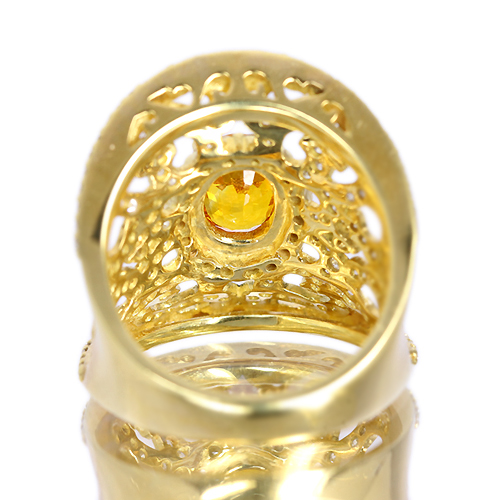ゴールデンサファイア 1.6ct ダイヤモンド イエローゴールド リング