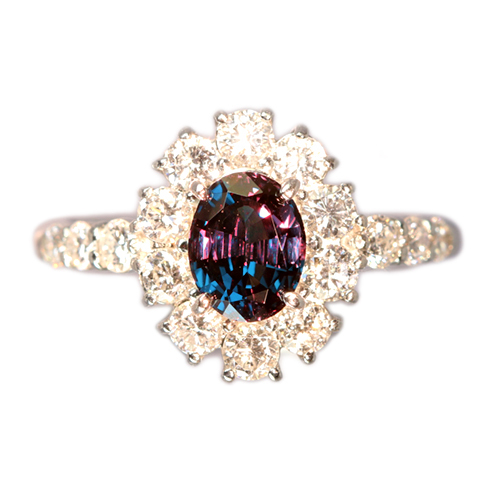 カラーチェンジガーネット 1.2ct ダイヤモンド プラチナ リング（指輪