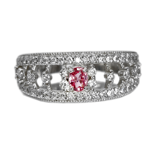 パパラチアサファイア 0.2ct ダイヤモンド プラチナ リング（指輪 