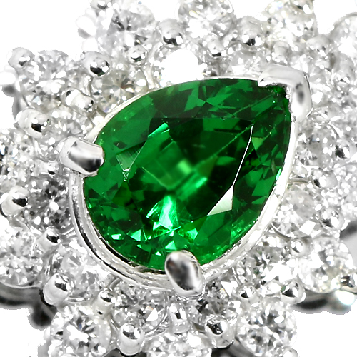 グリーンガーネット（ツァボライト）0.9ct ダイヤモンド プラチナ