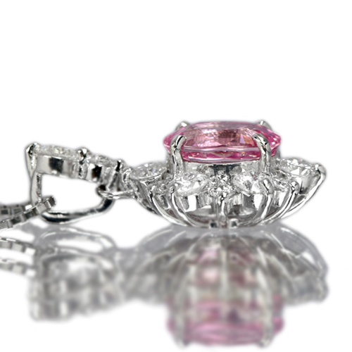 非加熱ピンクサファイア 1.0ct ダイヤモンド プラチナ ネックレス