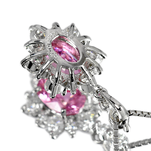 非加熱ピンクサファイア 1.0ct ダイヤモンド プラチナ ネックレス
