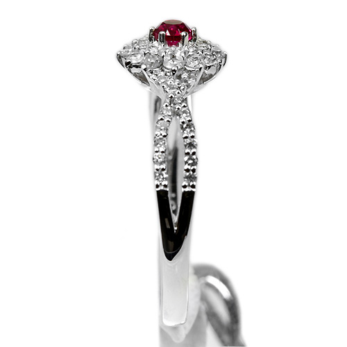 レッドベリル 0.1ct ダイヤモンド プラチナ リング（指輪）【品質 