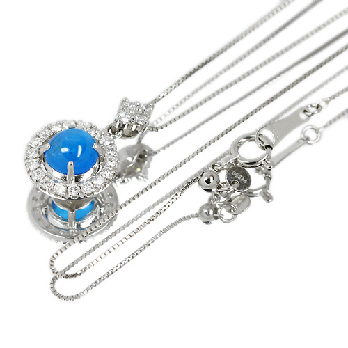 アパタイトキャッツアイ 0.9ct ダイヤモンド プラチナ ネックレス