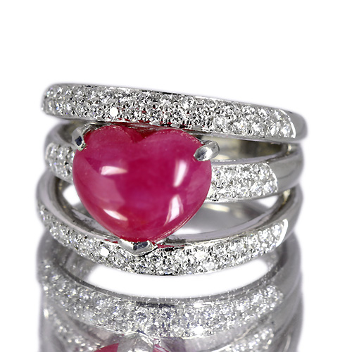 第121回抽選販売>ミャンマー産スタールビー4.6ct ハートシェイプ ...