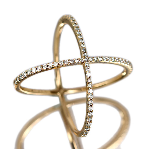 ダイヤモンド 0.3ct ピンクゴールド X リング(指輪)【品質保証書/宝石 